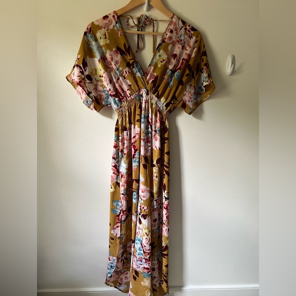 Monteau Gold Floral Maxi Dress